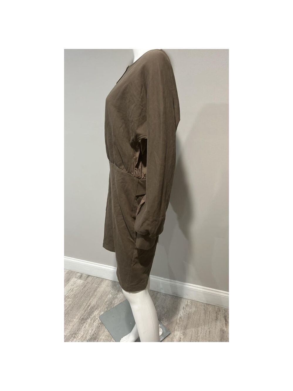Phillip Lim Army Green Poplin Trimmed Cotton Mini Dress Size Large - Picture 6 of 11